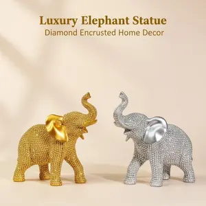 1pc Shiny Mini Elephant Statue | Decorative Resin Desktop Decor, Decorative Figurines for Living Room, Bedroom, Office | Ideal Gift for Valentine's Day, Easter, Mother's Day | Holiday Decor, Bedroom Decor, Exquisite Craftsmanship, Elephant Decor