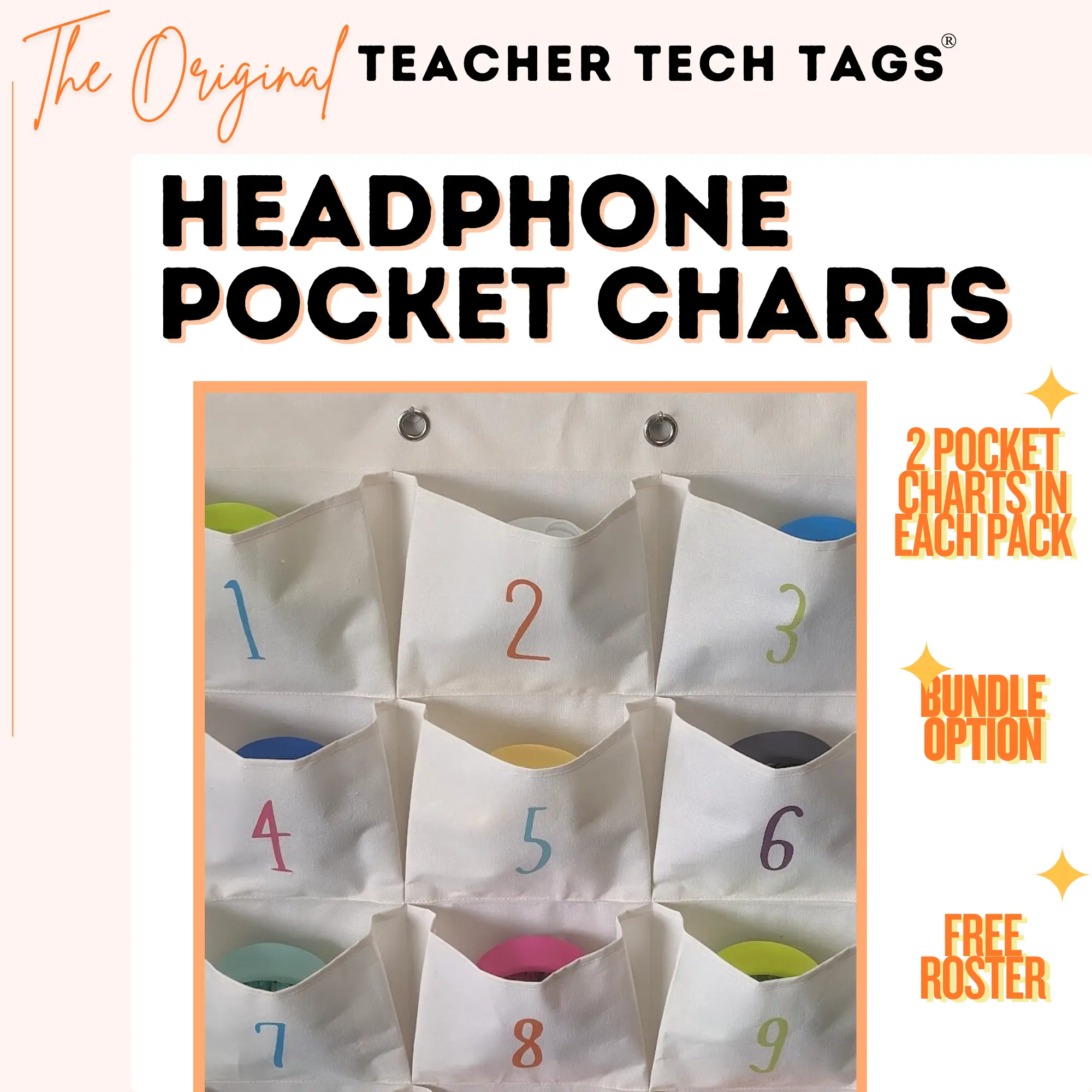 Classroom Headphone Organizer Pocket Charts