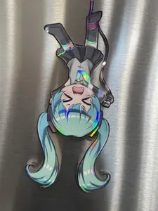 Upside Down Hanging Miku Holographic Car Laptop Bumper Sticker