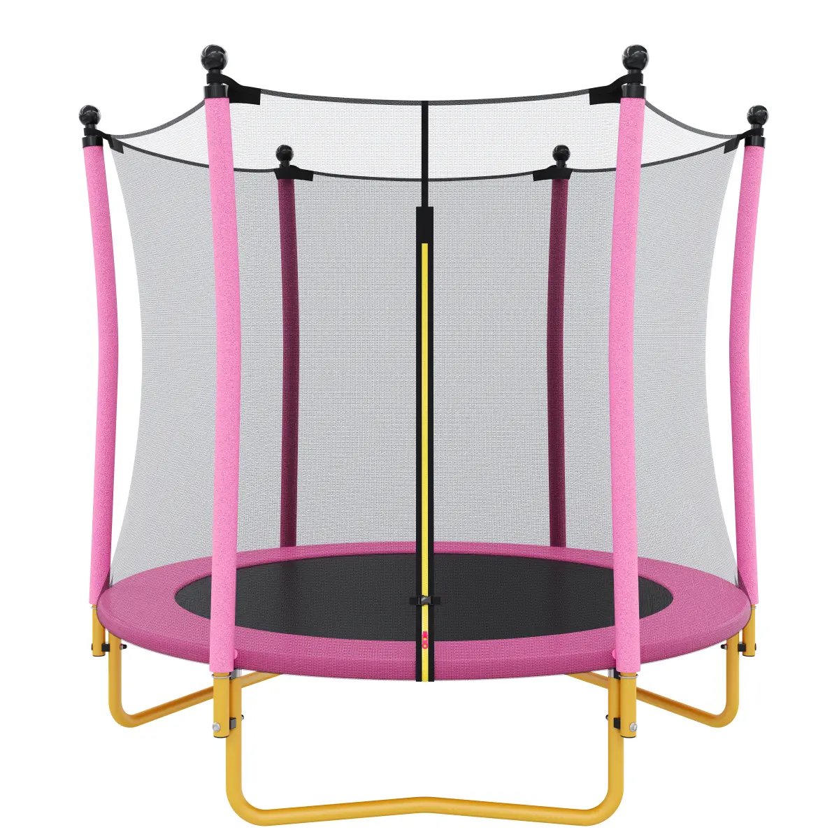 5.5 FT Kids Trampoline with Safety Net, Indoor Outdoor Toddler Trampoline with Enclosure, U-Shaped Stable Legs, Foam Padded Poles, Mini Trampoline for Kids Backyard Play, Pink