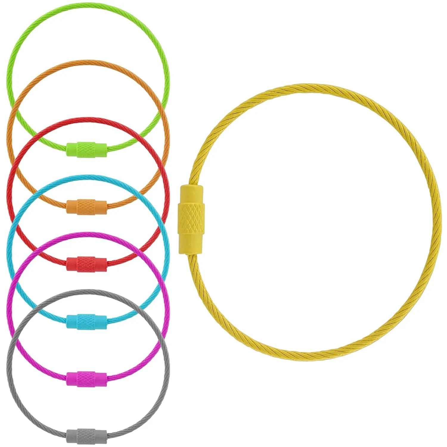 5.9inch Stainless Steel Wire Ring Wire Keychain Cable Luggage Tags Loops Tag Keepers Multicolored Cable Ring()