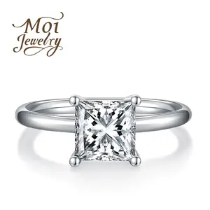 Eternity Princess Cut Synthetic Moissanite wedding Ring,  S925 Sterling Silver Solitaire Ring, Perfect Gift for Engagement, Anniversary and Daily Wear