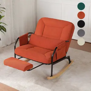 QAK 34.6" Rocking Chair with Footrest, Comfortable Headrest and Backrest, Side Pockets, Ideal for Relaxation