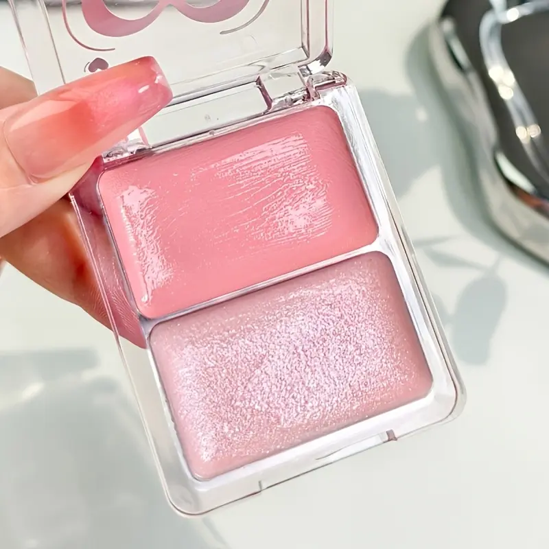 MGL&Dual-Color Water-Based Cream Blush & Highlighter - All-in-One Face Brightening Contour Gel with Coverage, Cream Formula Cheeks, a Glow - Suitable Daily Makeup & Events