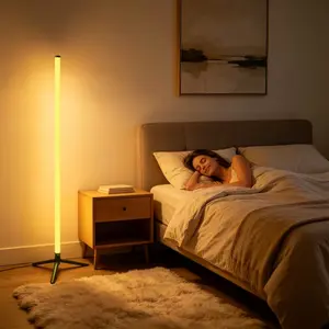 LED Corner Floor Lamp, Music Synchronized Dynamic RGB Color Changing Standing Light, Ideal for Weddings, Parties, Bedrooms, Gaming Rooms