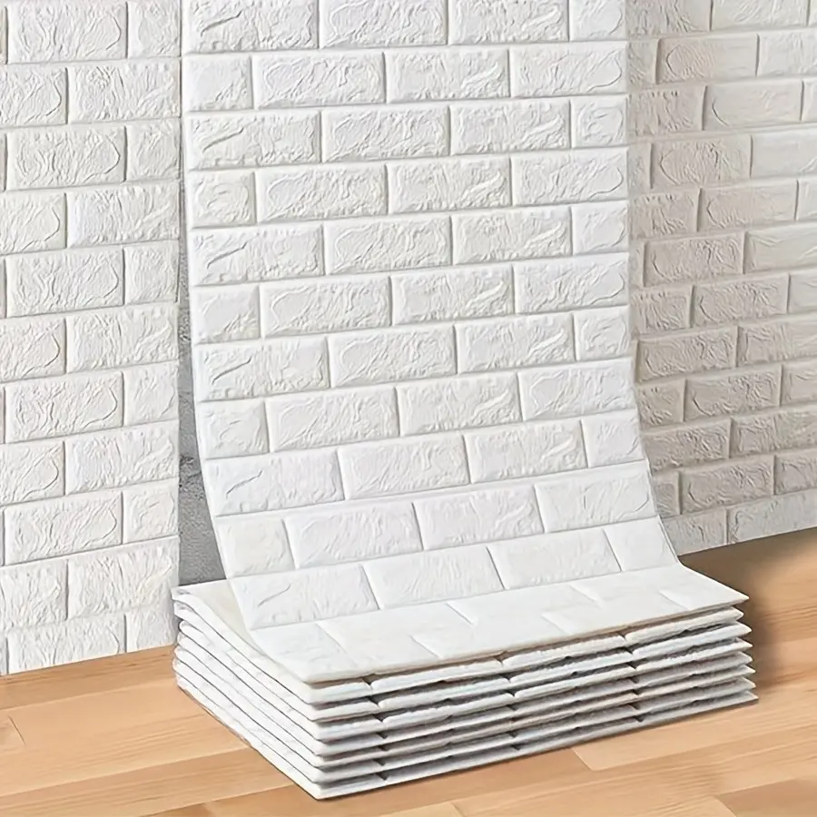 3D Self-Adhesive Vintage Brick Pattern Xpe Wallpaper, Waterproof Oil-Resistant Removable Foam Wall Sticker, Cut-To-Fit for Living Room Kitchen Bedroom Decor, Peel And Stick Wallpaper For Bathroom