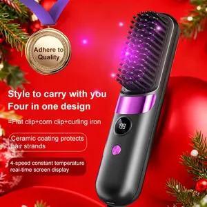 ✨ New Wireless Lightweight Hair Straightener Brush | USB Charge | 3 Temp | Ionic Care#HairStraightenerBrush #CordlessStraightener #TravelHairTool #IonicHairCare #BeautyEssentials