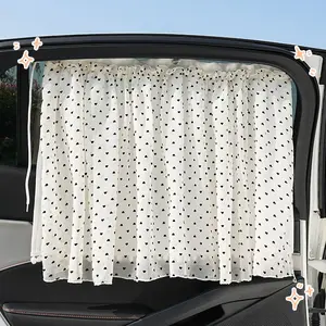 2026 New Car Polka Dot Double Layer Butterfly Heart Curtain Sunshade, Side Window Shade, Windshield Sun Visor, Car Privacy Curtain