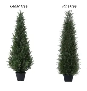 Set of 2 VeriNatural 3/4/5FT Fir Tree Christmas Decor, Artificial Cedar & Pine Trees for Home Porch Decor