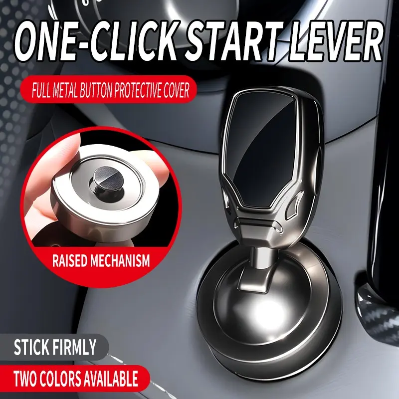 Luxury Alloy One-Button Start Decorative Cover, Decorative Protection, Universal Ignition Switch Protector, Universal Fit, No Drilling Adhesive Installation, Car Interior Upgrade, Automotive Car Accessories, Vehicle Accessories