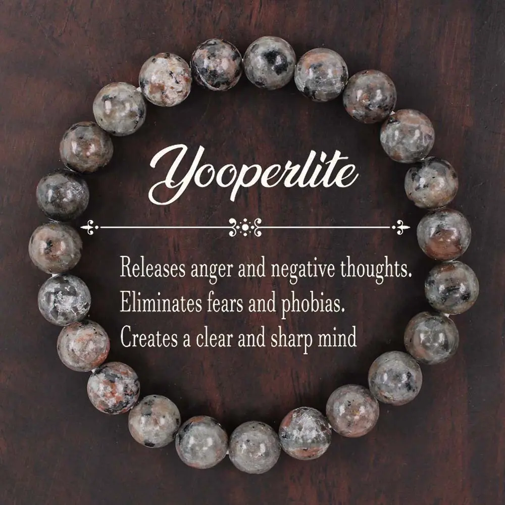 Yooperlite Bracelet Releases Anger And Negative Thoughts, Eliminates Fears And Phobias, Creates A Clear And Sharp Mind Healing Crystal Bead Gorgeous Stone Gemstone Jewelry Energy Girlfriend Boyfriend Souvenir Valentine Anniversary Birthday Gift