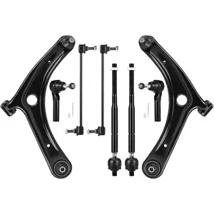 Front Lower Control Arms w/Ball Joints + Tie Rods + Sway Bar Links Suspension Kit Replacement for 2009-2012  Caliber, 2007-2017  Compass/Patriot (8pc)