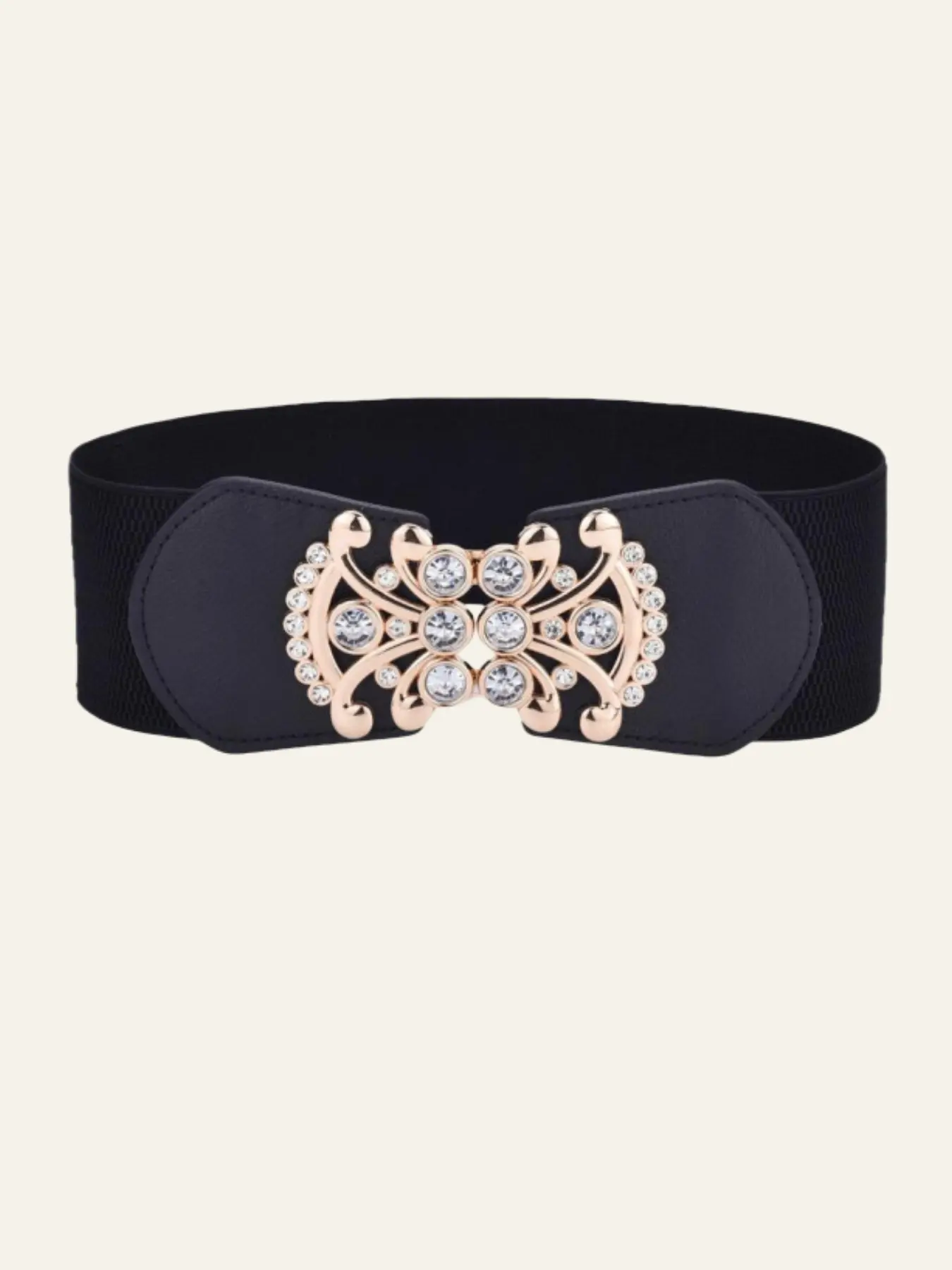 Women's Solid Color Wide Belt, Stylish Belts, Fashionable Elastic Belt for Daily Clothing Decoration, Trendy All-match & Exquisite Belt for Birthday Gift, Rhinestone Decorated Belt, Stretchy Waist Belt, Rhinestones Belt, Decorative Belt