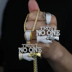 Instagram's new hip hop TRUST NO ONE letter pendant European and American fashion men's necklace a hair