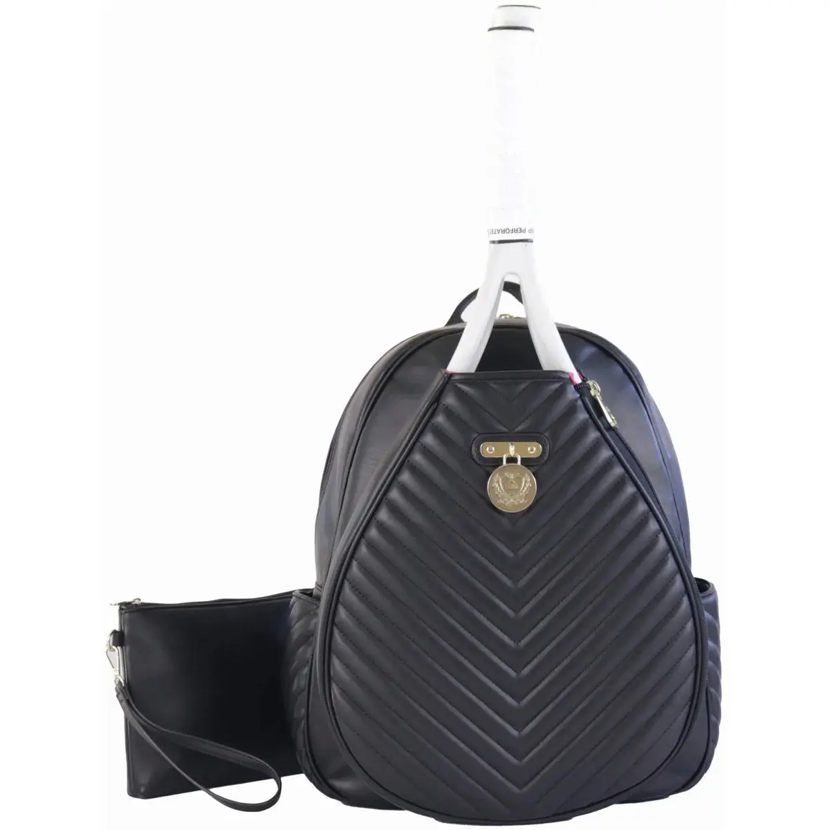 Court Couture Monaco Quilted Chevron Tennis & Pickleball Backpack (Onyx)