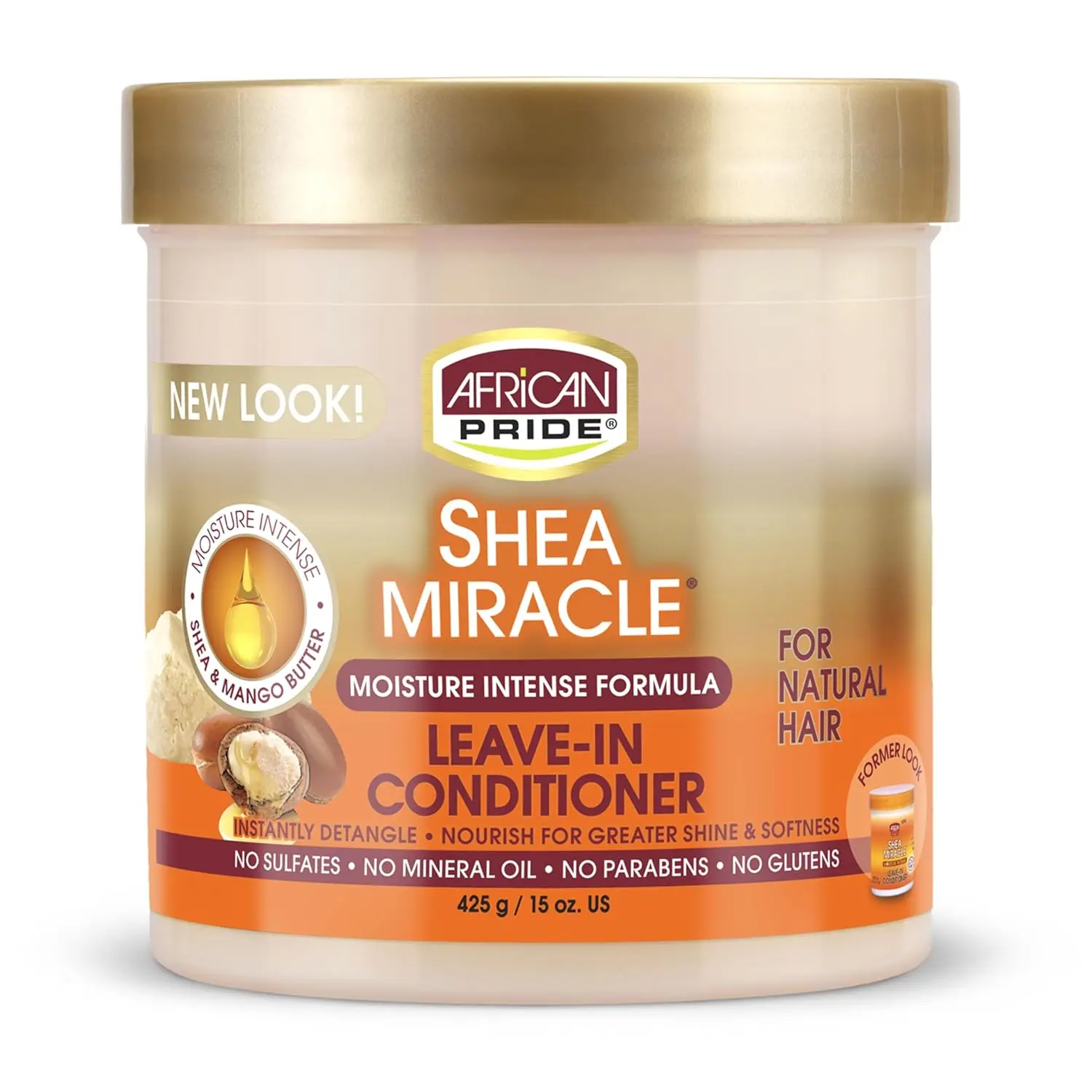 AFRICAN PRIDE Shea Butter Miracle Leave-In Conditioner, Moisturizing & Detangling Treatment for Coily Hair, 15 oz, Curly Hair, Blend, Textured Hair