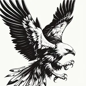 1PC Majestic Eagle Spread Wings Sticker, Powerful Black & White Line Body Decal, Suitable for Motorcycles, Cars, Bicycle Helmets, Laptops, Luggage, Skateboards, Hardcore Personalized Scratch Cover Sticker