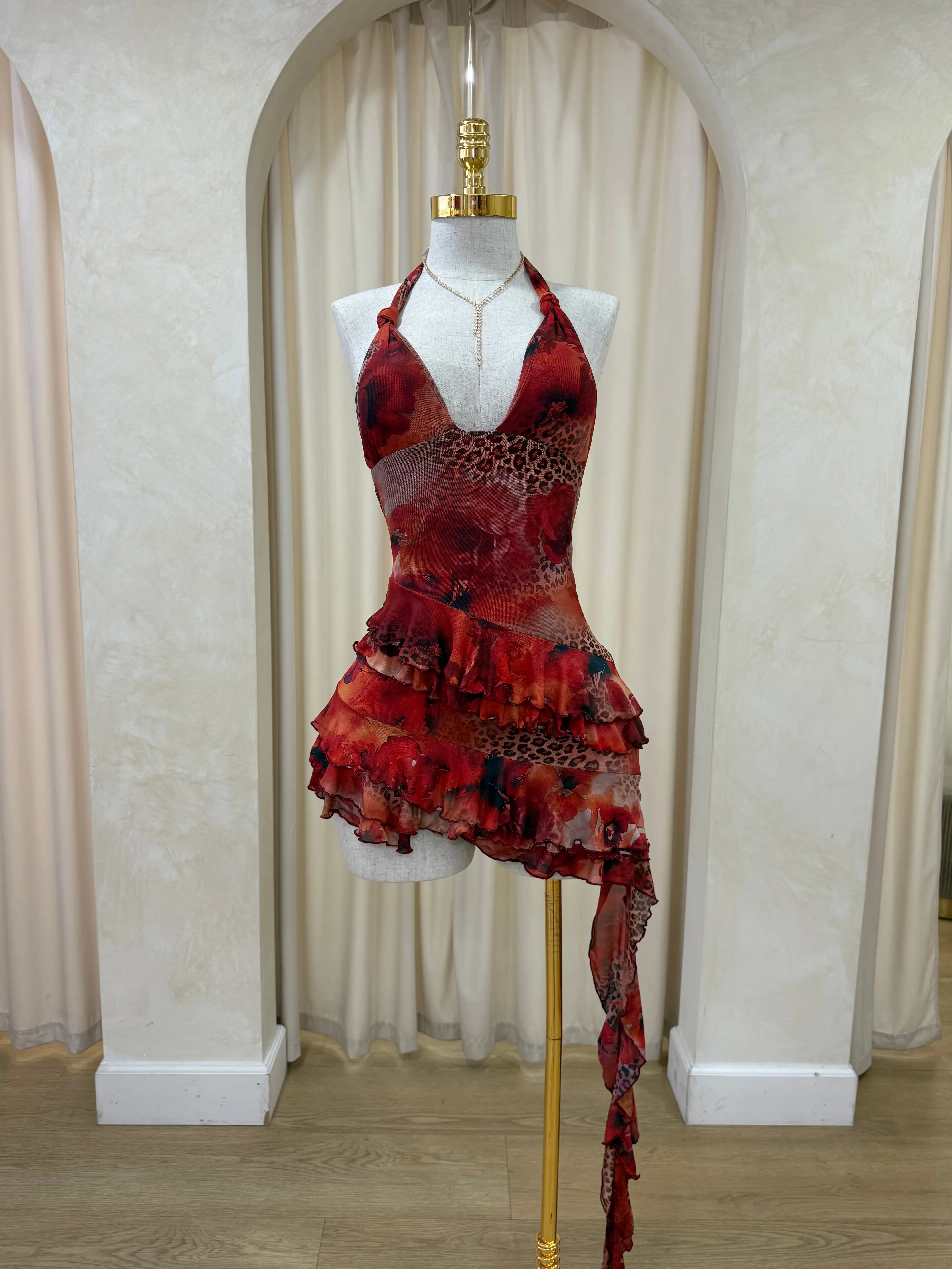 Gisselle Cheetah Mini Dress (red)