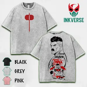 Omni Man " Think, Mark think " Invincible War Comic Washed Tee, TV Show Comics Washed T-shirt Heavyweight Cotton, Unisex Shirt Menswear Top