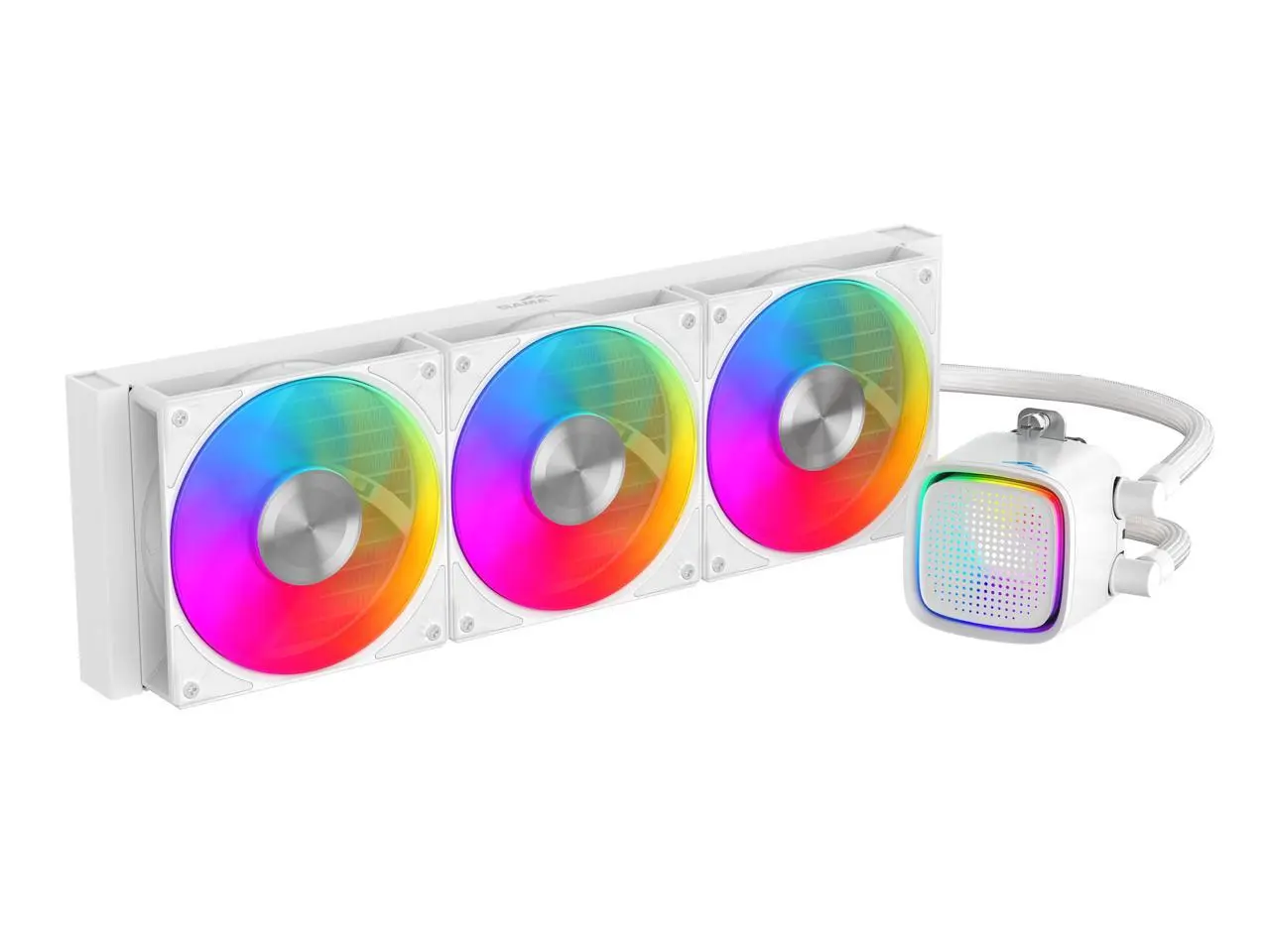 SAMA L50 360mm Liquid CPU Cooler AIO Cooler with ARGB Infinity Mirror Effect 3x120mm ARGB Light Sync with Motherboard PWM 28mm Fans Low-Noise for AMD:AM4 AM5/Intel LGA 1700/1150/1151/1200/1851 Thermal Grease/White