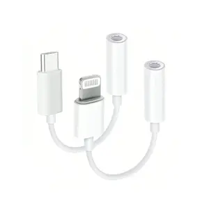 USB-C/lightning to 3.5mm Headphone Adapter, Compatible with iOS Series, Tablet, Audio Cable Converter, Universal Serial Bus C Type Port, Audio Interface