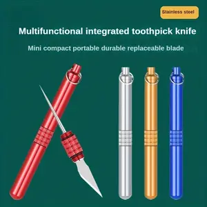 Stainless Steel Toothpick Knife Combo, Home Oral Care Tool, Keychain Self-Defense Knife, Portable Outdoor Survival Gift, Durable