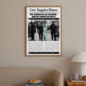 Statue of Liberty Arrest Poster, Funny Viral Street Scene Wall Art, Ironic Protest Humor Print, Meme Aesthetic Room Decor Gift