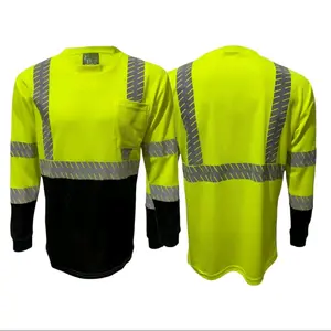 Long Sleeves Safety Shirts With Hot Print Reflectors