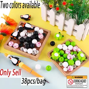 3D Penguin & Frog Beaded Set, 38pcs/set DIY Beading Kit, Beads Charms Accessories, Diy With Charms, DIY Jewelry Making Supplies for Bracelet Necklace Earrings, DIY Accessories