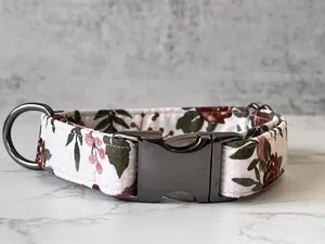 Bluetick Design Floral Dog Collar-High quality, hand made in the USA
