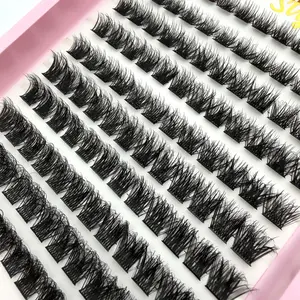 120Pcs Lash Clusters D Curl Wispy Fluffy Volume Eyelashes Natural DIY Eyelash Extension Volume Individual Lashes for Daily Party Makeup Beauty Tool