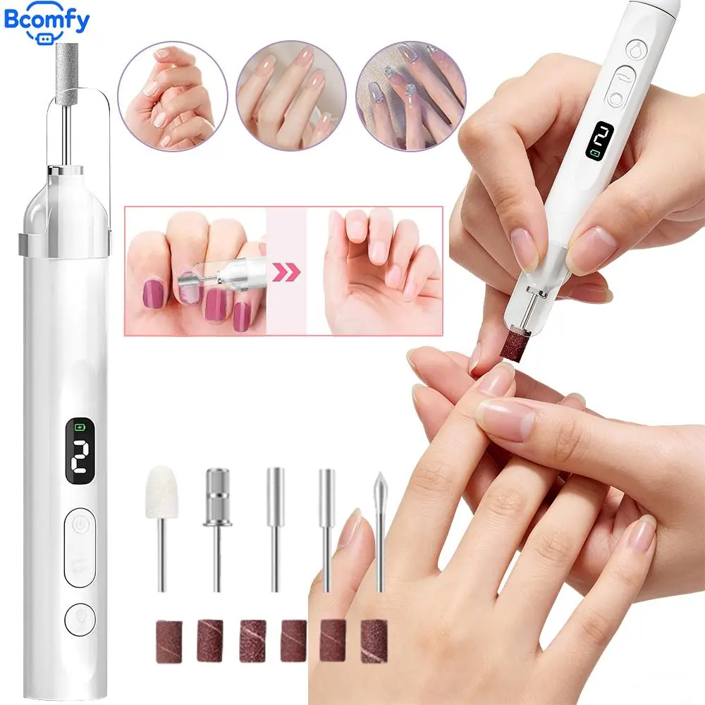 Electric Nail Drill Mini Rechargeable Nail Grinder  Acrylic Gel Removal And Polishing Tool for Nail Care Home Manicure Pedicure