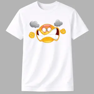 Angry Emoji Face T-Shirt – Funny Cartoon Rage Expression Graphic Tee | Meme Aesthetic Streetwear for Men and Women by Ms. Lauren Charles Design