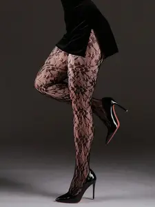 Vintage Floral High Elasticity Mesh Pantyhose, Transparent Stockings, Y2K Style, Elegant Sexy Design for Party Photography Daily Wear