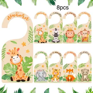 8-Piece Wooden Baby Closet Adorable Animal Dividers Jungle Animal Theme, Nursery Size Storage, New Mom Baby Shower Gift, Infant Room Organization