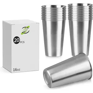 20Pack 16 oz Stainless Steel Pint Cups,Stainless Steel Cup,Pint Cup Tumbler,water Tumbler,Stackable,,, (20)