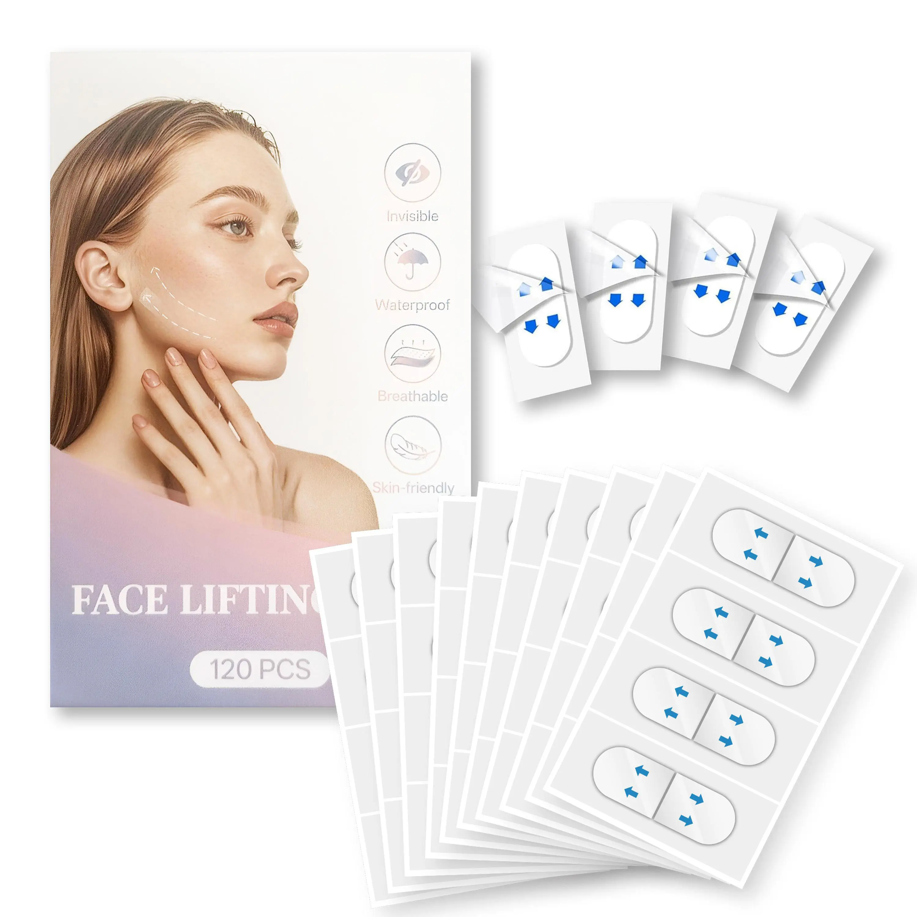 [dealsforyou] Invisible Face Tape 120 stickers Wrinkle Reduction Smooth Skin Makeup Friendly Tightening Instant Youthful Look Cosplay Ready  Facial Contour Discreet, summerwins, restock, dealsforyoudays