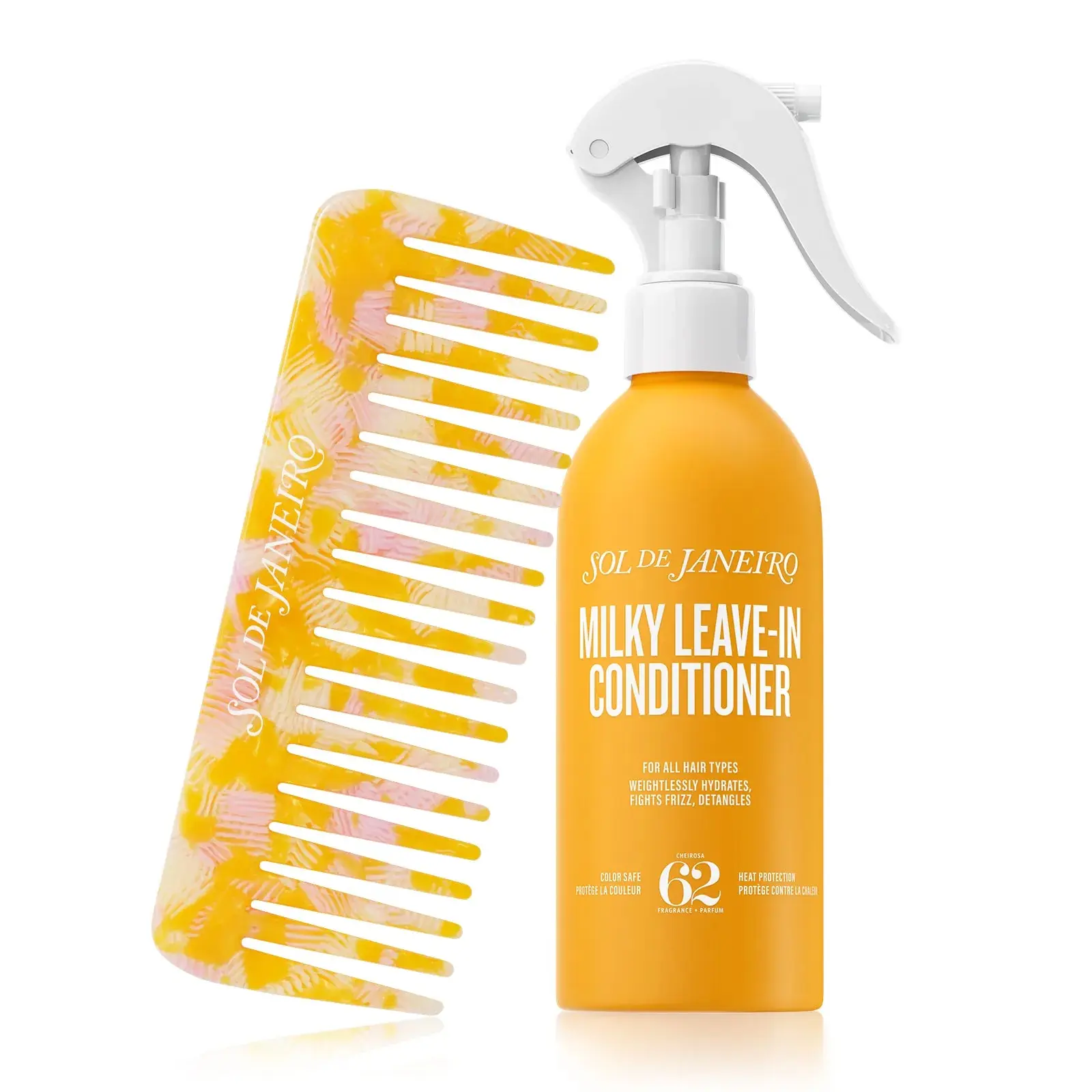 sol de janeiro Comb & Go Milky Leave-In Conditioner Duo, Detangling Haircare to Smooth Frizz and Seal Split Ends with Cheirosa 62 Scent, Aftercare Leave-In Treatments, Lactic Acid, Antifrizz Leave-In Treatments