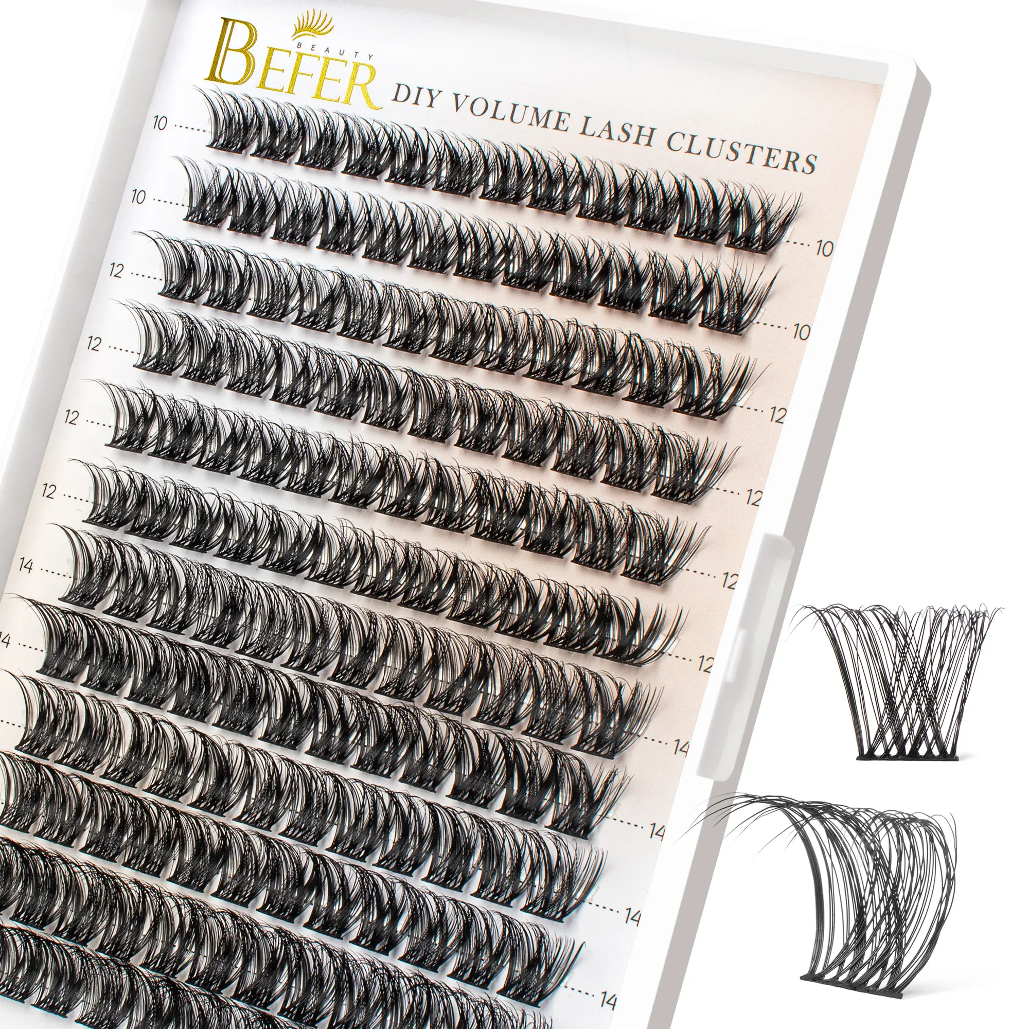 BEFER Lash Clusters, 144 Pcs D Curl Eyelash Clusters Volume Individual Lashes Extensions 10-16MM Fluffy Cluster Eyelash Wispy Cluster Lashes DIY At Home(Radiance,FD03),sunscreen