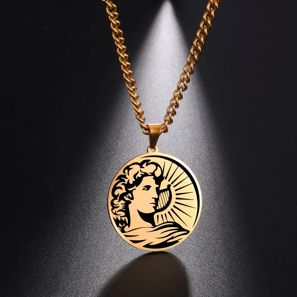 Unisex Greek Mythology Apollo Sun God Hope Supernatural Amulet Necklace, Hypoallergenic Stainless Steel Jewelry, Rust-Resistant Non-Deformable Gift for Men Women, Hypoallergenic Jewelry