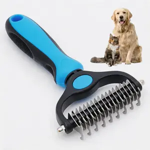 Pet Grooming Brush,Dog Brush shedding,dogmatting Undercoat Rake for Long-Haired Dogs & Cats,  Double-Sided Pain-Free，1-Click Clean Tool to Detangle Mats & Reduce Loose Flying Hair, Mess-Free Rakes, Practical Daily extra-wide Dog Coat Maintenance Supplies