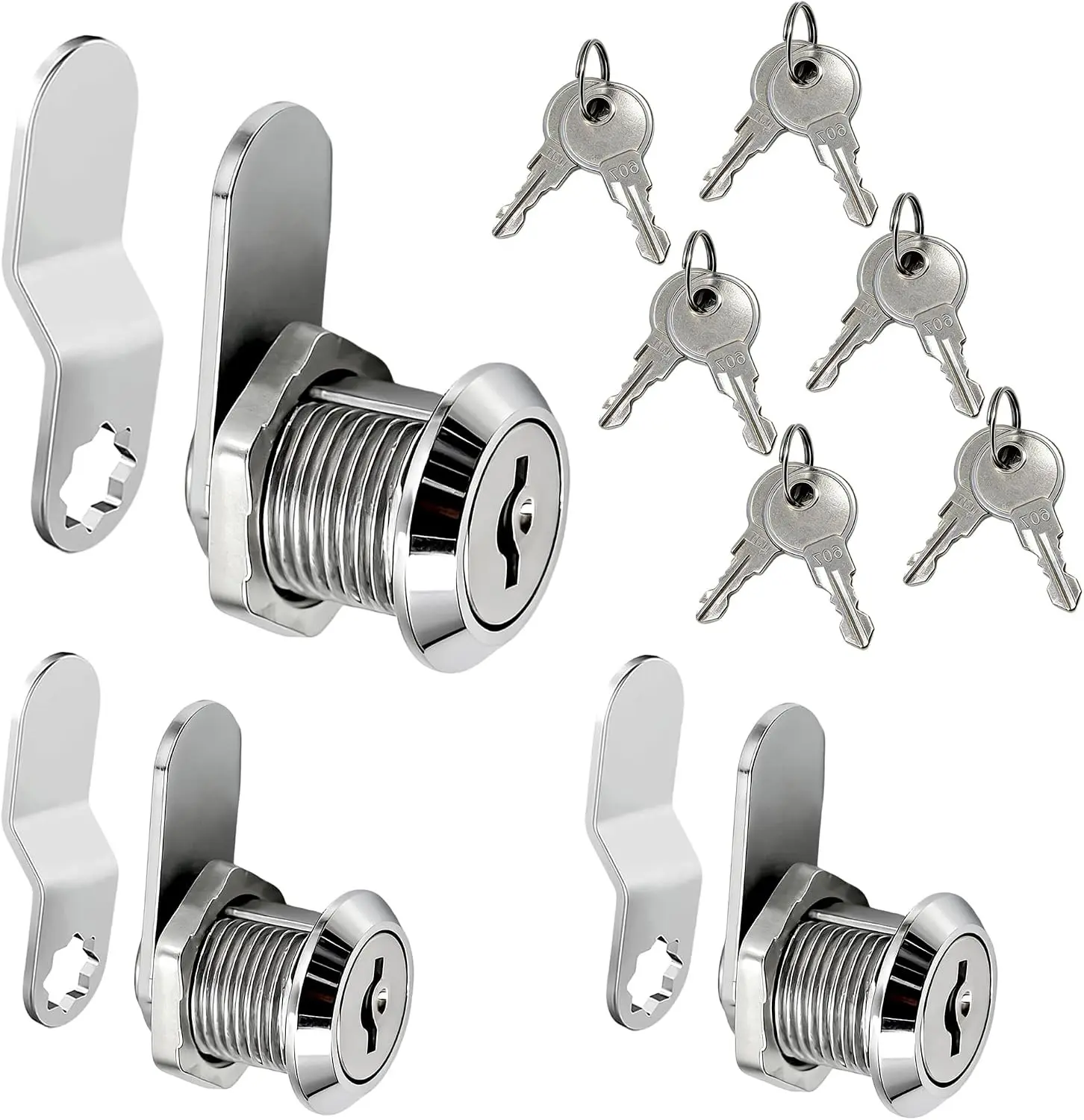 3 Packs Cabinet Locks with Keys 5/8" Cam Lock keyed Alike Tool Box Lock for Cabinets Drawer Truck Pickup Tool Box Locks Replacement Zinc Alloy 12 Keys