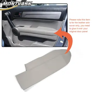 CROSSDESIGN 2pcs Leather Front Door Panels Armrest Cover Fit for Honda CR-V CRV 2007-2012 Gray