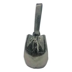 navigli bag | pewter snake-embossed upcycled leather