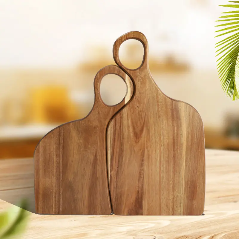 Cherry Wood Cutting Board Set, Reversible Kitchen Board for Meat Bread Cheese, Food Cutting Board, Non-Slip Handle, Durable Wooden Chopping Blocks, Wooden Cutting Boards