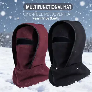 unisex Outdoor Winter Warm Hat Neckband Integrated Cycling Mask Sports Ski Head Cover Neck Windproof Cold One-Piece Pullover Hat