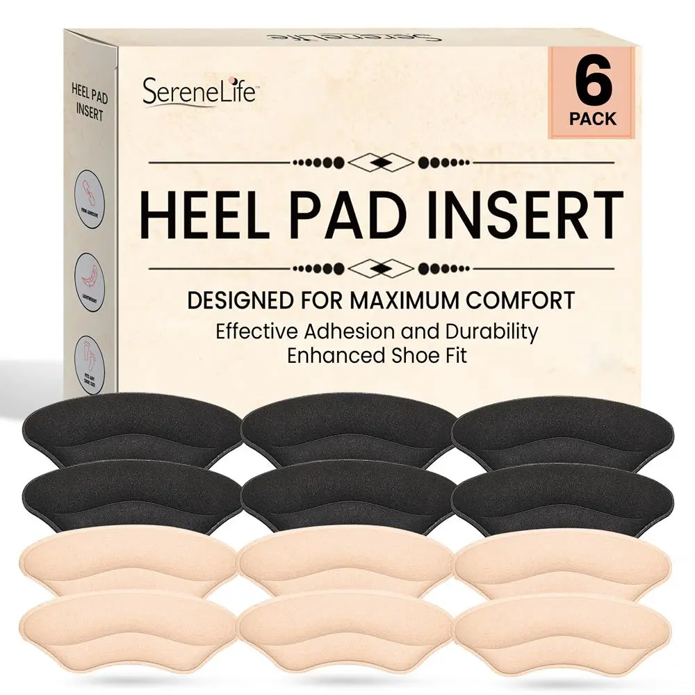 Heel Pad Inserts - Black & Apricot | Adhesive Heel Cushion Pad for Pain Relief - Soft Skin Friendly & Easy to Fit Shoe Insert - Suitable for Dress Shoes, High Heels & Leather Loafers