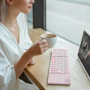 MOFii 1 Pc Pink Foldable Wireless Computer Multifunctional Keyboard, Bluetooth Connection, Rechargeable, With Touchpad, Compact and Portable, US Qwerty
