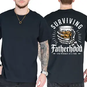 Surviving Fatherhood One Whiskey At A Time Shirt, Father's Day Gift, Short Sleeve Printed Graphic Shirt, Daily Casual Cotton Menswear