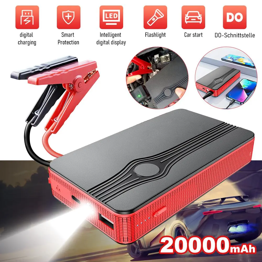 12V Car Battery Charger, Portable Car Jump Starter Engine Starting Device Petrol Diesel Emergency Booster, Multi-Function 10000 Lumens Emergency LED Light ,Outdoor Camping,for Car Truck Motorcycle Lawn Mower Boat